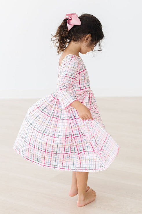 pink-plaid-3-4-sleeve-pocket-twirl-dress Mila &  Rose - Sophia's Style--4T--5
